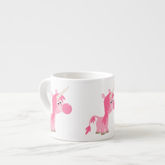 Niedlicher Cartoon Bubble Gum Unicorn Espresso Tas Espressotasse (Vorderseite Links)
