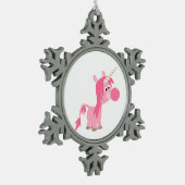 Niedlicher Cartoon Bubble Gum Unicorn Zinnteller O Schneeflocken Zinn-Ornament (Links)