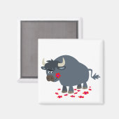 Niedlicher Cartoon Bull und Red Bloom Magnet (Vorderseite/Rückseite)