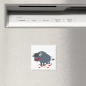 Niedlicher Cartoon Bull und Red Bloom Magnet (In Situ (Geschirrspüler))