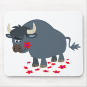 Niedlicher Cartoon Bull und Red Bloom Mousepad (Vorne)
