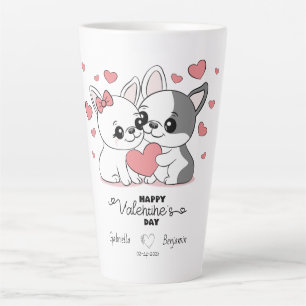 Niedlicher Cartoon Bulldog Liebhaber Herzens Valen Milchtasse