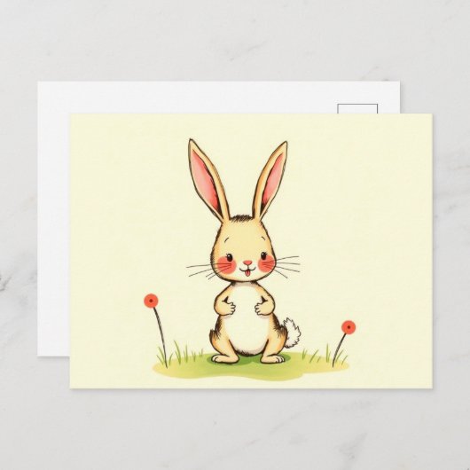 Niedlicher Cartoon Bunny Postkarte (Vorne/Hinten)