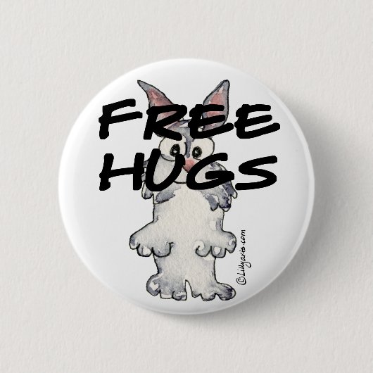 Niedlicher Cartoon Bunny Rabbit Free Hugs Button (Vorderseite)