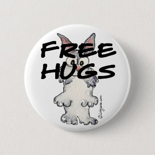 Niedlicher Cartoon Bunny Rabbit Free Hugs Button