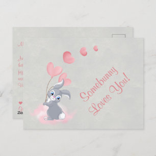 Niedlicher Cartoon Bunny Valentine Postkarte