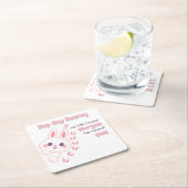 Niedlicher Cartoon Bunny Winning One Girls 1. Gebu Rechteckiger Pappuntersetzer (Vor Ort)