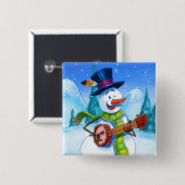 niedlicher Cartoon-Button mit Gitarre beim Snowmen Button (Vorne & Hinten)