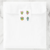 Niedlicher Cartoon Cactus Funny 4 Pack Quadratischer Aufkleber (Tasche)
