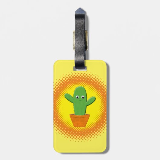 Niedlicher Cartoon Cactus Gepäckanhänger (Rückseite vertikal)