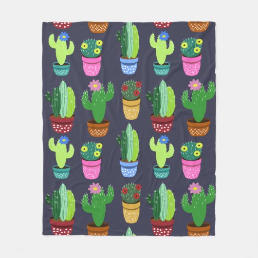 Niedlicher Cartoon Cactus Pattern Fleecedecke (Vorderseite)