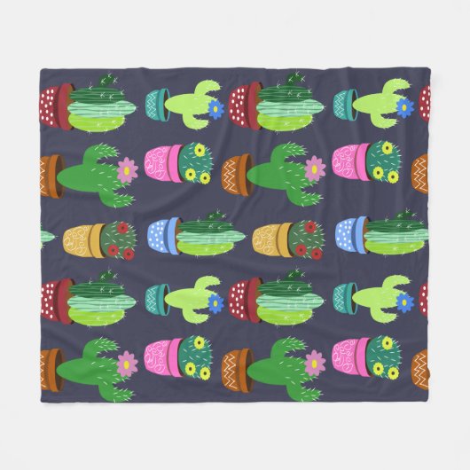 Niedlicher Cartoon Cactus Pattern Fleecedecke (Vorderseite (Horizontal))