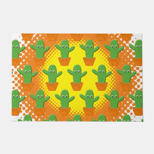Niedlicher Cartoon Cactus Pattern Fußmatte (Vorderseite)