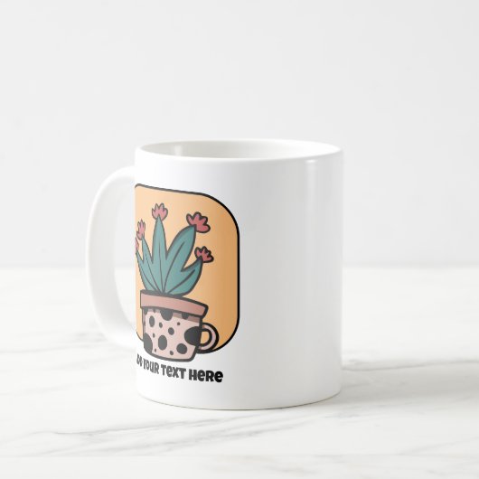 Niedlicher Cartoon Cactus Pflanze Personalisiert Kaffeetasse (Vorderseite Links)