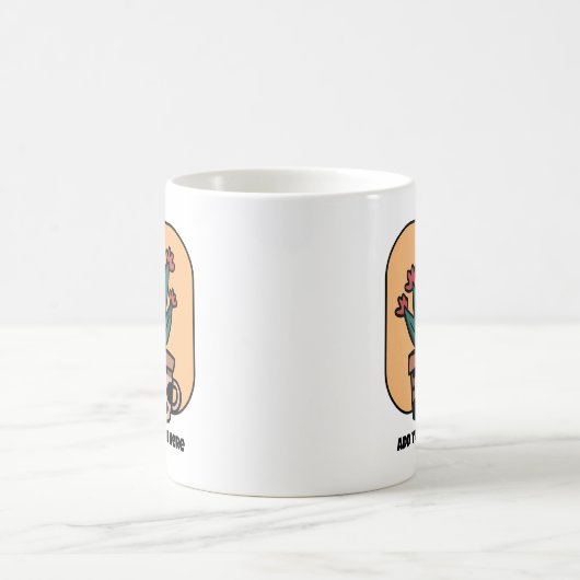 Niedlicher Cartoon Cactus Pflanze Personalisiert Kaffeetasse (Mittel)