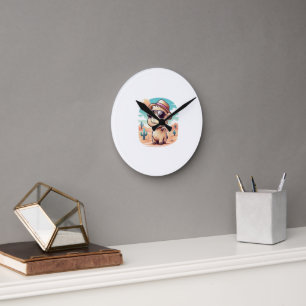 Niedlicher Cartoon Camel Wall Clock - Wüstenraum-D Runde Wanduhr