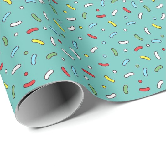 Niedlicher Cartoon Candy Sprinkles Aquamarin Geschenkpapier (Rolleneckpunkt)