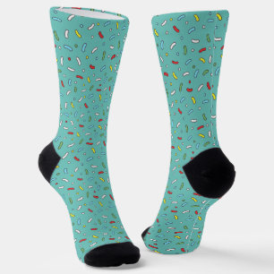 Niedlicher Cartoon Candy Sprinkles Aquamarin Socken