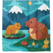 Niedlicher Cartoon Capybara Duschvorhang (Vorderseite)