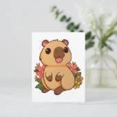 Niedlicher Cartoon Capybara Zeichnend Postkarte (Stehend Vorderseite)
