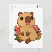 Niedlicher Cartoon Capybara Zeichnend Postkarte (Vorne/Hinten)