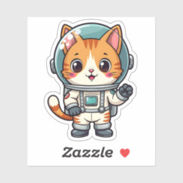 Niedlicher Cartoon Cat Astronaut Fun Kawaii Kunst Aufkleber