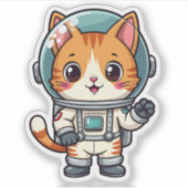 Niedlicher Cartoon Cat Astronaut Fun Kawaii Kunst Aufkleber (Vorderseite)