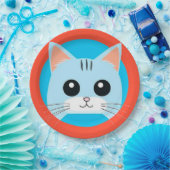 Niedlicher Cartoon Cat Face Pappteller (Party)