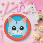 Niedlicher Cartoon Cat Face Pappteller (Party)