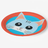 Niedlicher Cartoon Cat Face Pappteller (Schrägansicht)