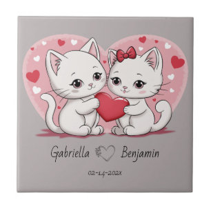 Niedlicher Cartoon Cat Lovers Herzlich Willkommen Fliese