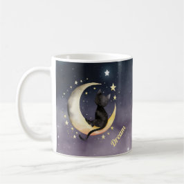 Niedlicher Cartoon Cat on Moon Kaffeetasse