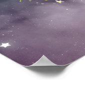 Niedlicher Cartoon Cat on Moon Poster (Ecke)