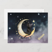 Niedlicher Cartoon Cat on Moon Postkarte (Vorne/Hinten)