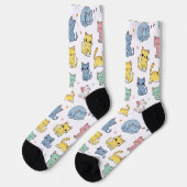 Niedlicher Cartoon Cat Pattern Crew Socken (Linkes Detail)