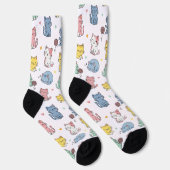 Niedlicher Cartoon Cat Pattern Crew Socken (Rechts)