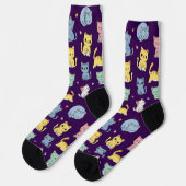 Niedlicher Cartoon Cat Pattern Crew Socken (Linkes Detail)