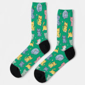Niedlicher Cartoon Cat Pattern Crew Socken (Linkes Detail)