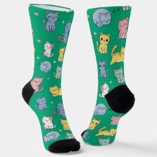 Niedlicher Cartoon Cat Pattern Crew Socken