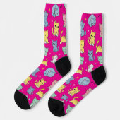 Niedlicher Cartoon Cat Pattern Crew Socken (Linkes Detail)
