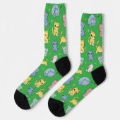 Niedlicher Cartoon Cat Pattern Crew Socken (Linkes Detail)
