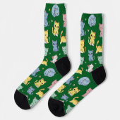 Niedlicher Cartoon Cat Pattern Crew Socken (Linkes Detail)