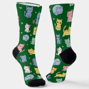 Niedlicher Cartoon Cat Pattern Crew Socken