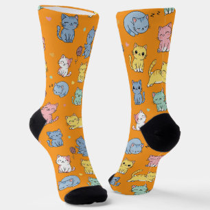 Niedlicher Cartoon Cat Pattern Crew Socken