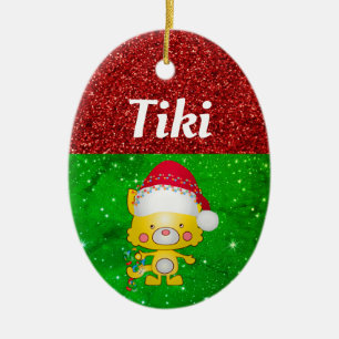 Niedlicher Cartoon Cat Pet Name Weihnachten Keramik Ornament