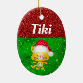 Niedlicher Cartoon Cat Pet Name Weihnachten Keramik Ornament (Hinten)
