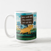 Niedlicher Cartoon Cat Shame Sign Funny Phrase Kaffeetasse (Links)