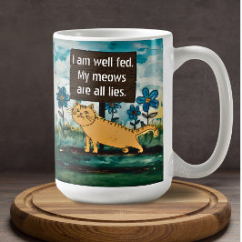 Niedlicher Cartoon Cat Shame Sign Funny Phrase Kaffeetasse