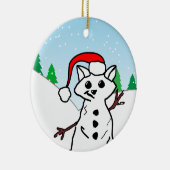 Niedlicher Cartoon Cat Snowman Winterurlaub Keramik Ornament (Rechts)