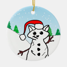 Niedlicher Cartoon Cat Snowman Winterurlaub Keramik Ornament